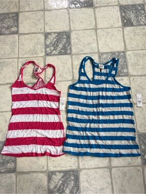 Striped Racerback Tank Top - Blue White
